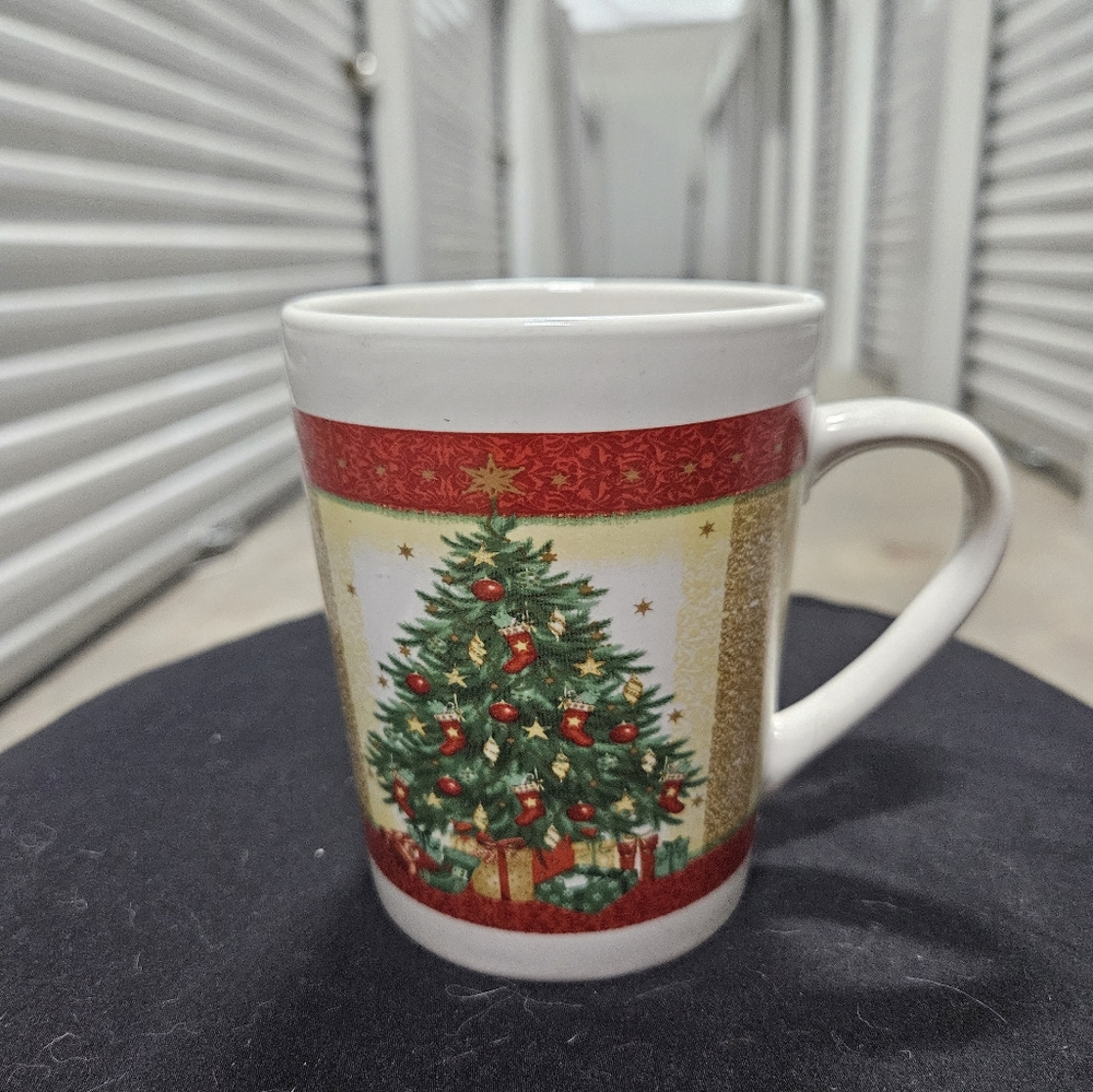 Nostalgic Christmas Tree Mug. Perfect for holiday cocoa or Coffee.